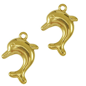 Stainless Steel - Rostfrei Stahl Anh&auml;nger Delfin Gold