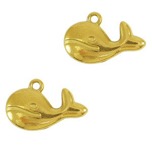 Stainless Steel - Rostfrei Stahl Anh&auml;nger Wal Gold