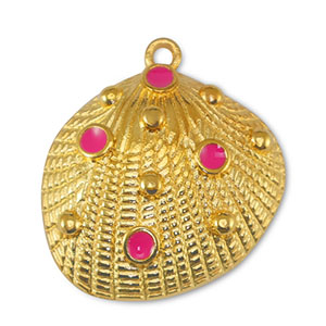 Metall Anh&auml;nger DQ Muschel Fuchsia-Gold (Nickelfrei)