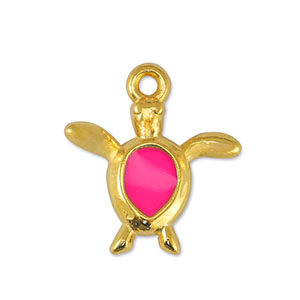Metall Anh&auml;nger DQ Schildkr&ouml;te Fuchsia-Gold (Nickelfrei)