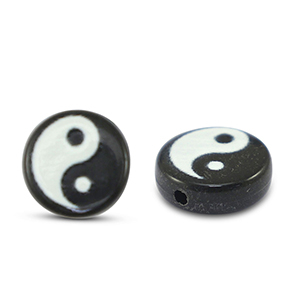 Buchstaben Perlen aus Acryl Yin & Yang Black-white