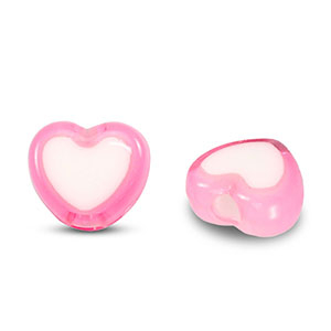 Acryl Perlen Herz Pink-white