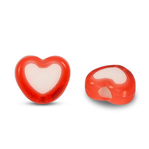 Acryl Perlen Herz Red-white