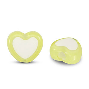 Acryl Perlen Herz Light yellow-white