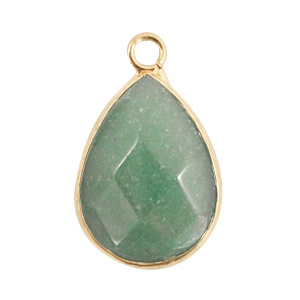 Naturstein Anh&auml;nger Tropfenform Light green-gold