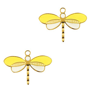 Stainless Steel - Rostfrei Stahl Anh&auml;nger Libelle Gold-yellow