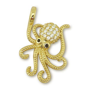 Brass TQ Metall Anh&auml;nger Oktopus Gold