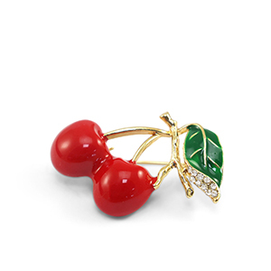 Broschen Kirschen Red-green-gold