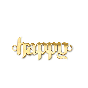 Stainless Steel - Rostfrei Stahl Anh&auml;nger Zwischenst&uuml;ck ''happy'' Gold