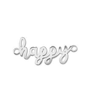 Stainless Steel - Rostfrei Stahl Anh&auml;nger Zwischenst&uuml;ck ''happy'' Silver