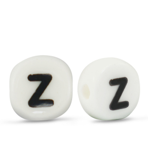 Buchstaben Perlen aus Keramik Z White-black