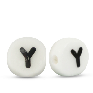 Buchstaben Perlen aus Keramik Y White-black