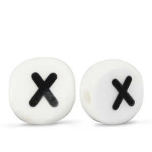 Buchstaben Perlen aus Keramik X White-black