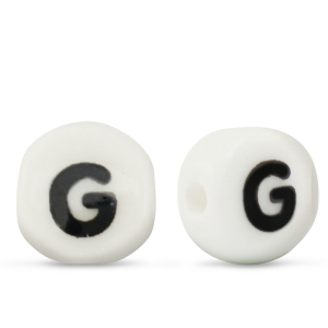 Buchstaben Perlen aus Keramik G White-black