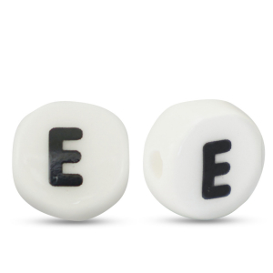 Buchstaben Perlen aus Keramik E White-black
