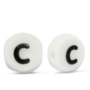Buchstaben Perlen aus Keramik C White-black