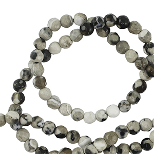 Naturstein Perlen Achat 3mm Facett geschliffen Gray-beige-black