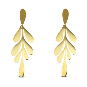 Ohrringe / Ohrstecker aus Stainless Steel - Rostfreiem Stahl Blatt Gold