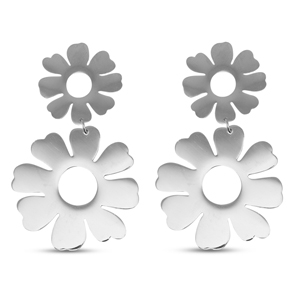 Ohrringe / Ohrstecker aus Stainless Steel - Rostfreiem Stahl Blume Silver