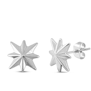 Ohrringe / Ohrstecker aus Stainless Steel - Rostfreiem Stahl Stern Silver