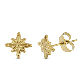 Ohrringe / Ohrstecker aus Stainless Steel - Rostfreiem Stahl Stern Gold