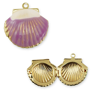 Brass TQ Metall Anh&auml;nger Muschel Gold-purple