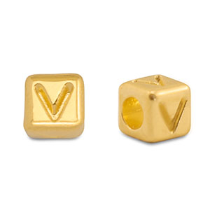 Metall Perlen Buchstabe DQ V Gold (Nickelfrei)