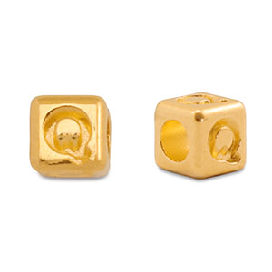 Metall Perlen Buchstabe DQ Q Gold (Nickelfrei)