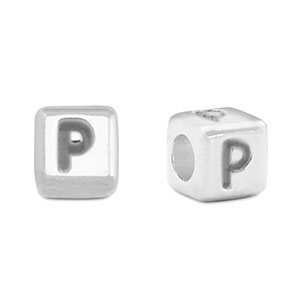 Metall Perlen Buchstabe DQ P Antik silber (Nickelfrei)