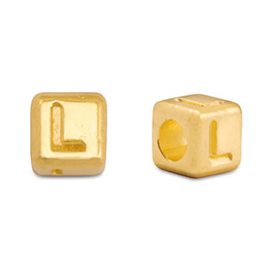 Metall Perlen Buchstabe DQ L Gold (Nickelfrei)