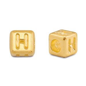 Metall Perlen Buchstabe DQ H Gold (Nickelfrei)