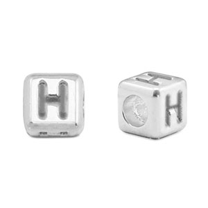Metall Perlen Buchstabe DQ H Antik silber (Nickelfrei)