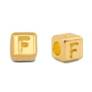 Metall Perlen Buchstabe DQ F Gold (Nickelfrei)