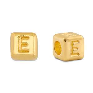 Metall Perlen Buchstabe DQ E Gold (Nickelfrei)
