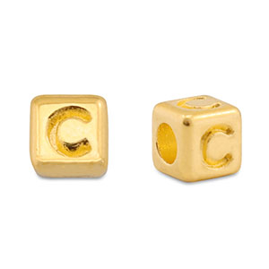 Metall Perlen Buchstabe DQ C Gold (Nickelfrei)