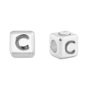 Metall Perlen Buchstabe DQ C Antik silber (Nickelfrei)