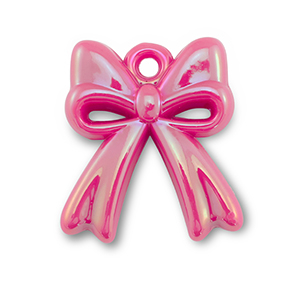 Acryl Anh&auml;nger Schleife Fuchsia pink-pearl shine coating