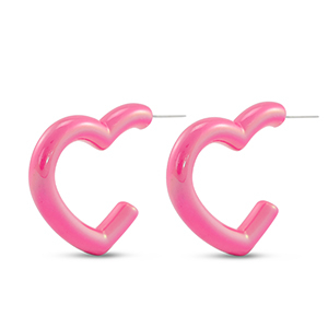 Trendy Ohrringe Herz Fuchsia pink-pearl shine coating