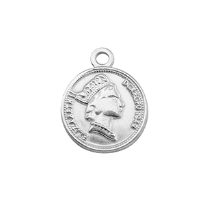 Stainless Steel - Rostfrei Stahl Anh&auml;nger M&uuml;nze Silver