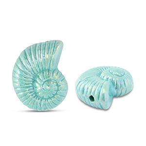 DQ Griechische Keramik Perlen Muschel Turquoise blue