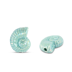 DQ Griechische Keramik Perlen Muschel Turquoise blue