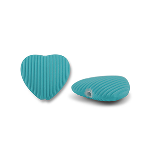 Acryl Perlen Herz Petrol green