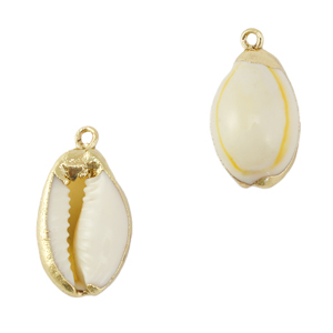 Muschel Anh&auml;nger Specials Kaurimuschel Cream yellow-gold