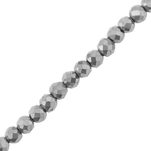 H&auml;matit Perlen Rund 3mm Facett geschliffen Silver