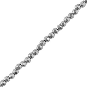 H&auml;matit Perlen Rund 2mm Facett geschliffen Silver