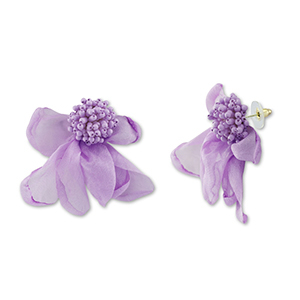 Trendy Ohrringe/Ohrstecker Chiffon Blume Lavender-gold