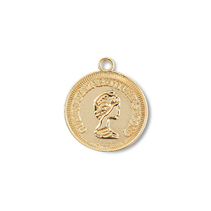 Metall Anh&auml;nger Rund mit Queen Elisabeth Gold