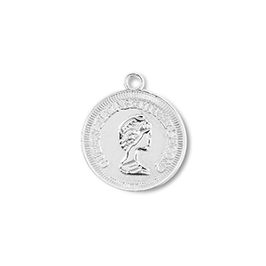 Metall Anh&auml;nger Rund mit Queen Elisabeth Silver
