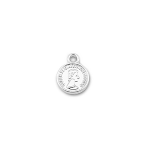Metall Anh&auml;nger Rund mit Queen Elisabeth Silver