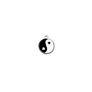 Stainless Steel - Rostfrei Stahl Anh&auml;nger Rund Yin & Yang Silver-black-white